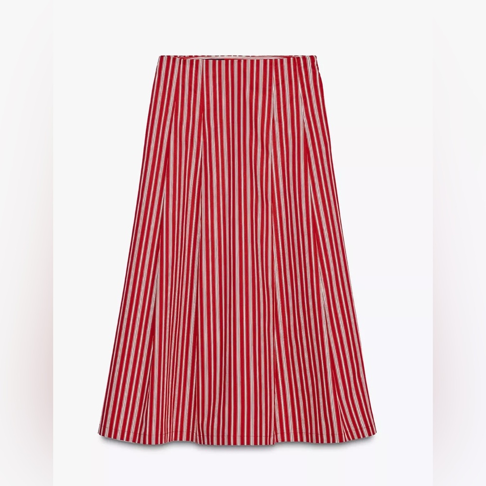 ZARA STRIPED MIDI SKIRT SMALL